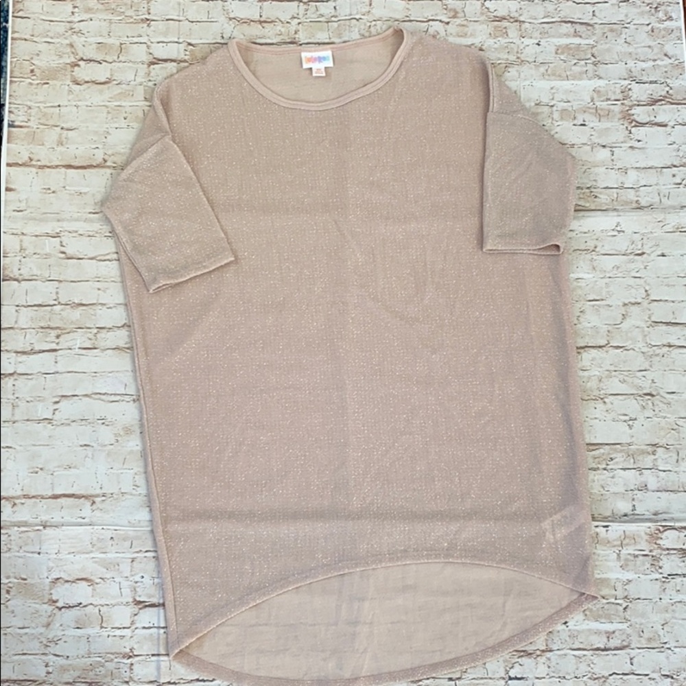 LuLaRoe Elegant Irma Top Ballet Pink with Silver